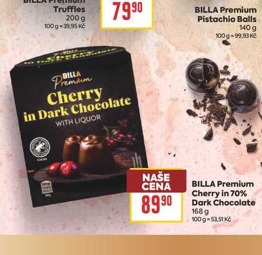 BILLA Premium Cherry in 70% Dark Chocolate 168 g 
