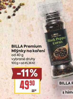 BILLA Premium Mlýnky na koření od 40 g