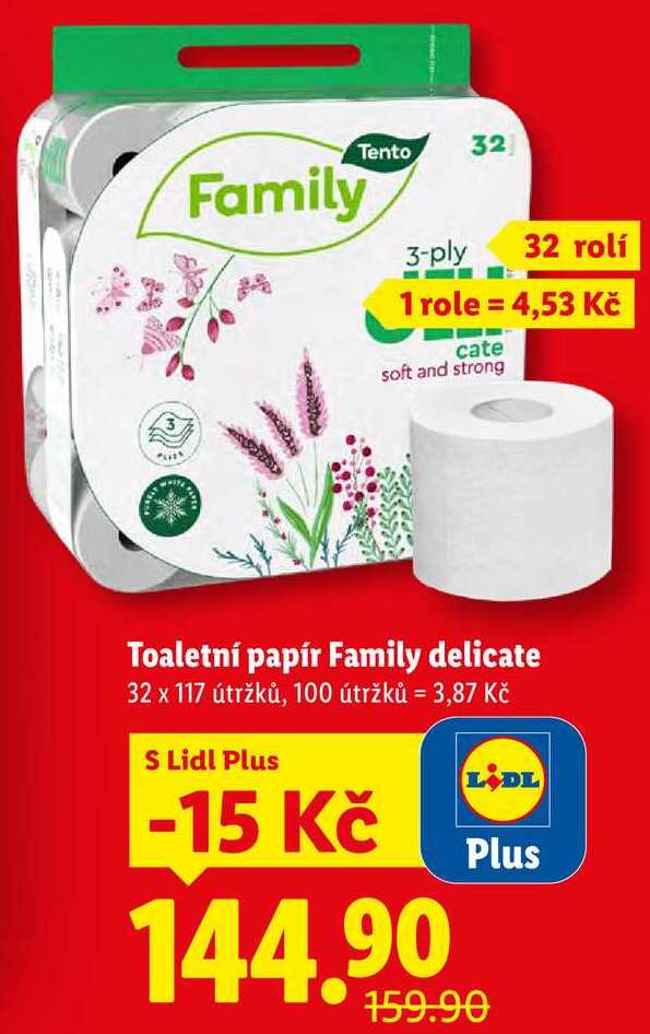 Toaletní papír Family delicate, 32 rolí