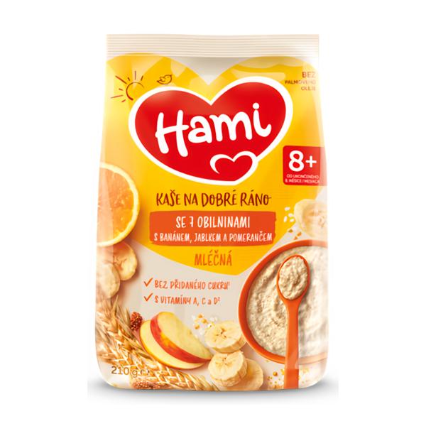 Hami Mléčná kaše se 7 obilninami, Banánem, jablkem a pomerančem