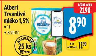 Albert Trvanlivé mléko 1,5%, 1 l