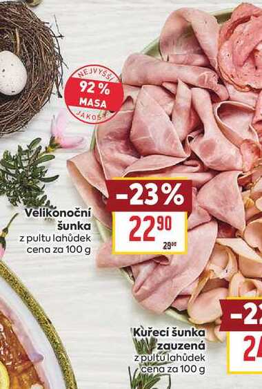 Velikonoční šunka z pultu lahůdek cena za 100 g
