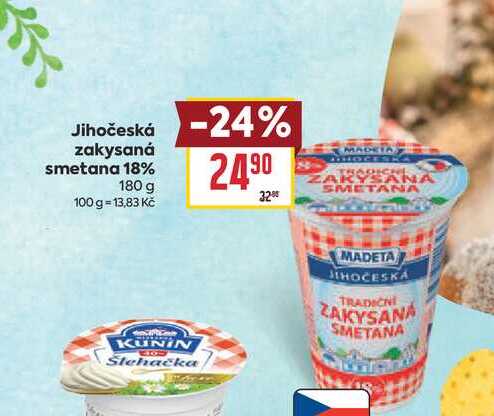 Jihočeská zakysaná smetana 18% 180 g