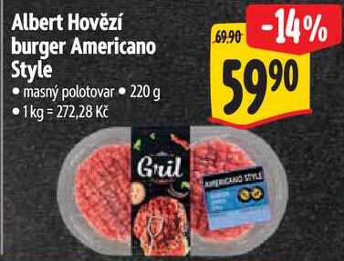 Albert Hovězí burger Americano Style, 220 g