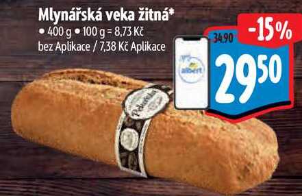 Mlynářská veka žitná, 400 g