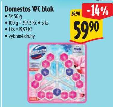 Domestos WC blok, 3x 50 g