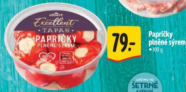 Papričky plněné sýrem, 100 g 