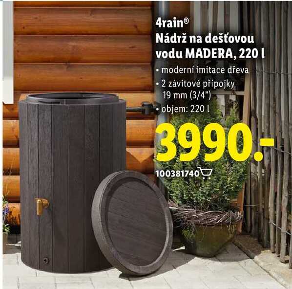 4rain® Nádrž na dešťovou vodu MADERA, 220 l
