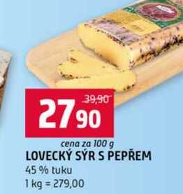 LOVECKÝ SÝR S PEPŘEM 45% tuku 100g