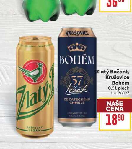 Zlatý Bažant, Krušovice Bohém 0,51, plech 