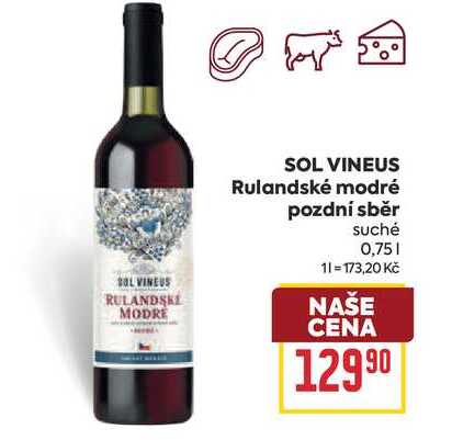 SOL VINEUS Rulandské modré pozdní sběr suché 0,75l