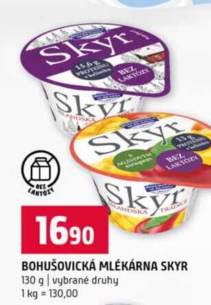 BOHUŠOVICKÁ MLÉKÁRNA SKYR 130 g vybrané druhy 