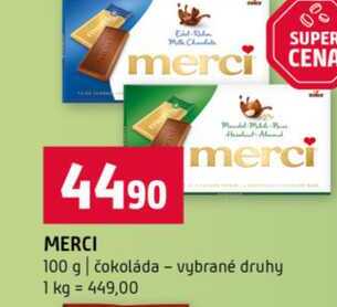 MERCI 100 g čokoláda vybrané druhy 