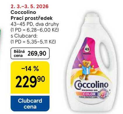 Coccolino Prací prostředek, 43-45 dávek Tesco