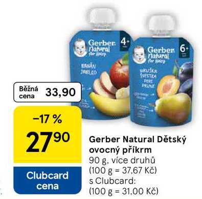 Gerber Natural Dětský ovocný příkrm, 90 g