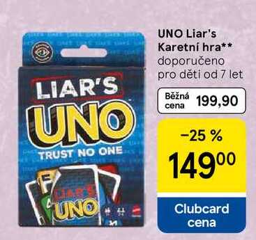 UNO Liar's Karetní hra