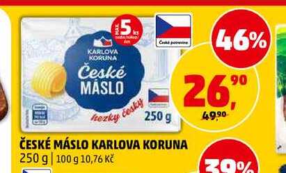 ČESKÉ MÁSLO KARLOVA KORUNA, 250 g v akci