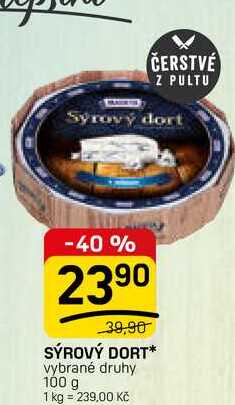 SÝROVÝ DORT vybrané druhy 100 g