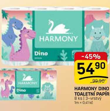 HARMONY DINO TOALETNÍ PAPÍR 8 ks | 3-vrstvý