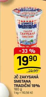 JČ ZAKYSANÁ SMETANA TRADIČNÍ 18% 180 g