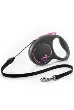 Vodítko Flexi Black Design M lanko 5m/20kg růžová