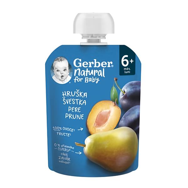 Gerber Natural kapsička hruška a švestka