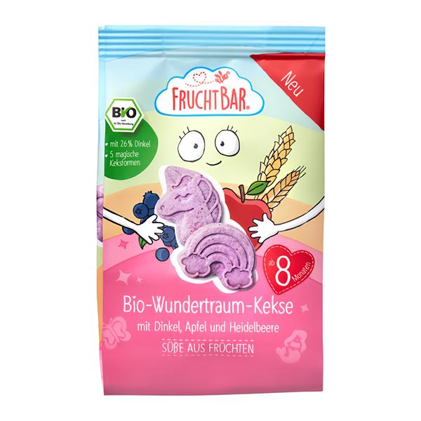 Fruchtbar BIO Špaldové máslové sušenky s ovocem Jednorožec