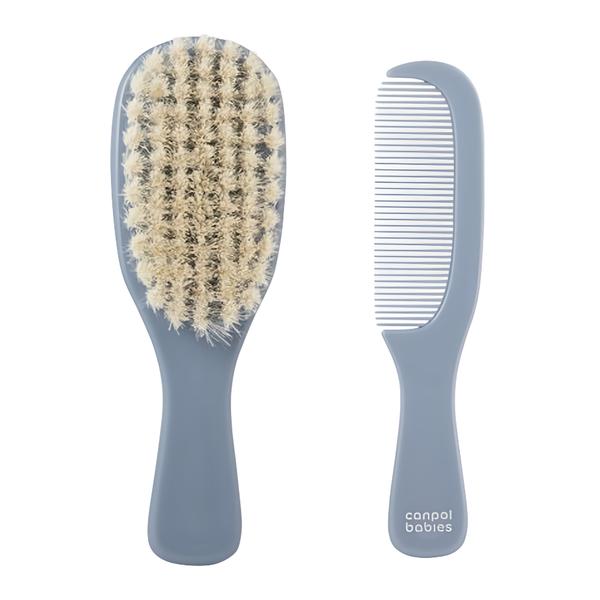 Canpol babies Hřeben a kartáč přírodní měkký, modrý