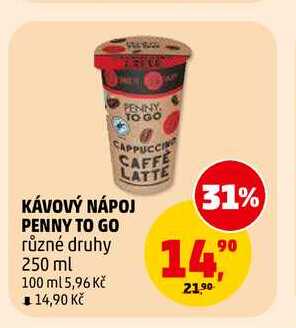 KÁVOVÝ NÁPOJ PENNY TO GO, 250 ml
