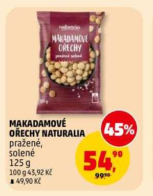 MAKADAMOVÉ OŘECHY NATURALIA pražené, solené, 125 g