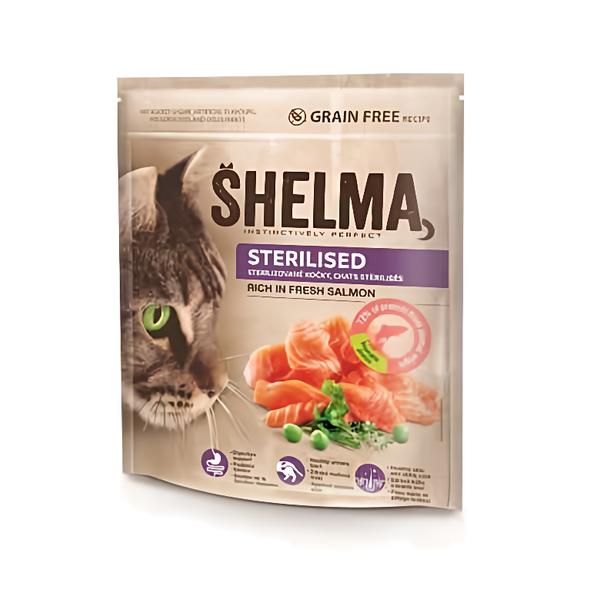 Shelma Sterilised Bezobilné granule s čerstvým lososem pro dospělé kočky