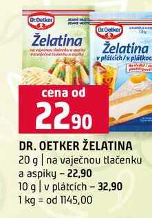 DR. OETKER ŽELATINA 20 g na vaječnou tlačenku a aspiky 10 g v plátcích 