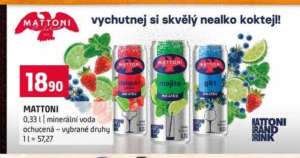 MATTONI minerální voda ochucená vybrané druhy