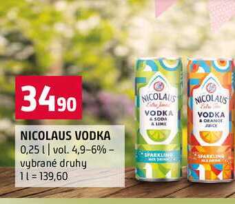 NICOLAUS VODKA 0,25l vol. 4,9-6% vybrané druhy