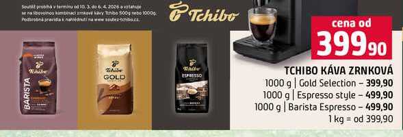 TCHIBO KÁVA ZRNKOVÁ 1000 g Gold Selection 1000 g Espresso style 1000 g Barista Espresso