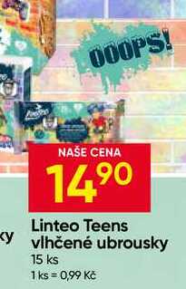 Linteo Teens vlhčené ubrousky 15 ks