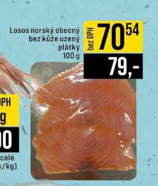 Losos norský obecný bez kůže uzený plátky 100 g