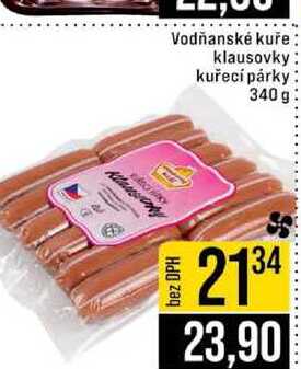Vodňanské kuře klausovky kuřecí párky 340 g 