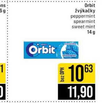Orbit žvýkačky peppermint spearmint sweet mint 14 g 