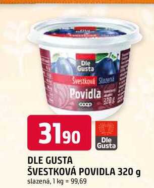 DLE GUSTA ŠVESTKOVÁ POVIDLA 320 g slazená