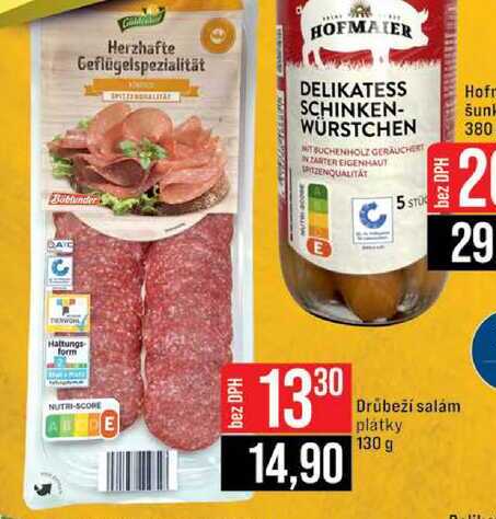 Drůbeží salám platky 130 g 