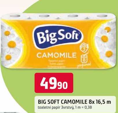 BIG SOFT CAMOMILE 8x 16,5 m 3vrstvý toaletní papír