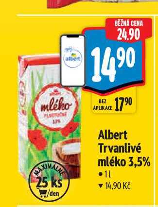   Albert Trvanlivé mléko 3,5%  1 l