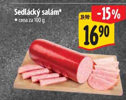 Sedlácký salám* • cena za 100 g 19.90 -15% 16⁹0 100 g