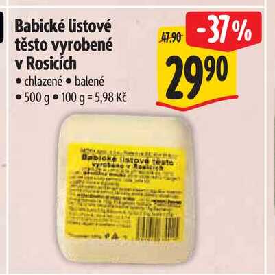 Babické listové těsto vyrobené v Rosicích 500 g