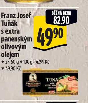 Franz Josef Tuňák s extra panenským olivovým olejem  2x60 g