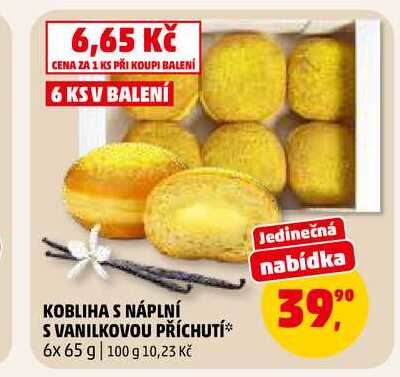 KOBLIHA S NÁPLNÍ S VANILKOVOU PŘÍCHUTÍ, 6x 65 g