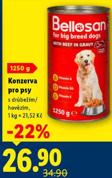 Konzerva pro psy, 1250 g