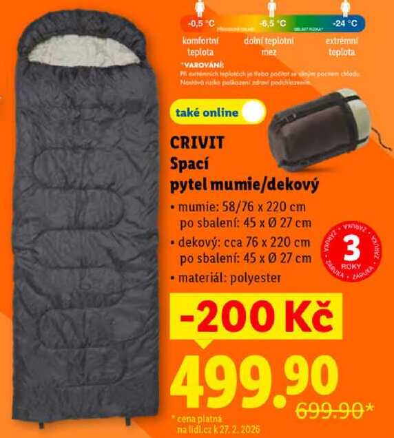 CRIVIT Spací pytel mumie/dekový 