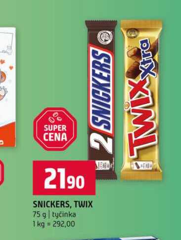 SNICKERS, TWIX 75 g tyčinka